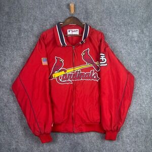 Majestic St. Louis Cardinals Jacket Mens XL Red Full Zip Authentic Windbreaker